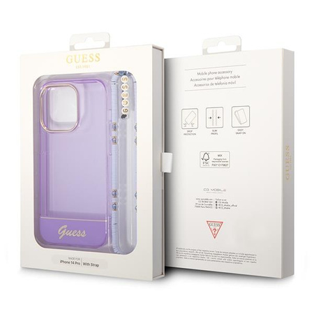 Guess GUHCP14LHGCOHU iPhone 14 Pro 6,1" fioletowy/purple hardcase Translucent Pearl Strap