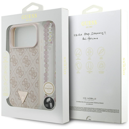Etui Guess 4G Strap Triangle Logo        MagSafe do iPhone 17 Pro Max różowy
