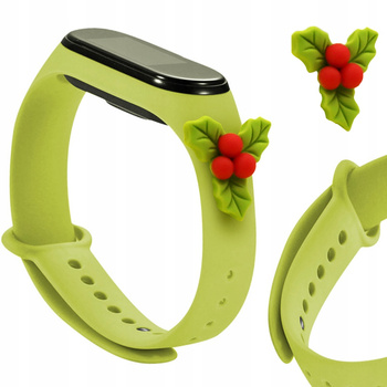 HURTEL PASEK OPASKA DO XIAOMI MI BAND 6 5 ŚWIĄTECZNA SILIKONOWA JEMIOŁA
