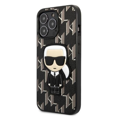 Etui Karl Lagerfeld KLHCP13LPMNIKBK na iPhone 13 Pro / 13 hardcase - czarne Monogram Ikonik Patch