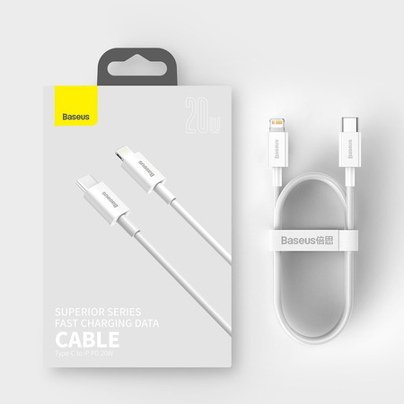 Baseus Superior kabel USB Typ C - Lightning Power Delivery 20 W 1 m Biały (CATLYS-A02)