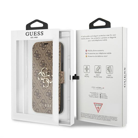 Etui Guess GUBKP13L4GMGBR na iPhone 13 Pro / 13 - brązowe book 4G Big Metal Logo