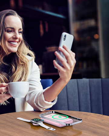 INNOSTYLE POWERDUO 2W1 SZYBKI POWERBANK INDUKCYJNY DO MAGSAFE WATCH 10000MAH RÓŻOWY