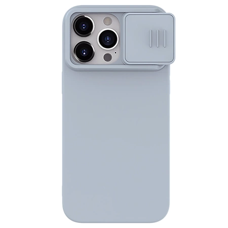 Silikonowe etui Nillkin CamShield Silky Silicone Case do iPhone 15 Pro z osłoną na aparat - szare