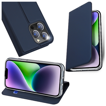 Etui do iPhone 15 Pro pokrowiec z klapką i portfelem Dux Ducis Skin Pro - niebieski