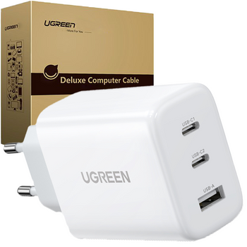 Ugreen szybka ładowarka sieciowa 2x USB Typ C / USB 65W PD3.0, QC3.0/4.0+ biała (CD275)