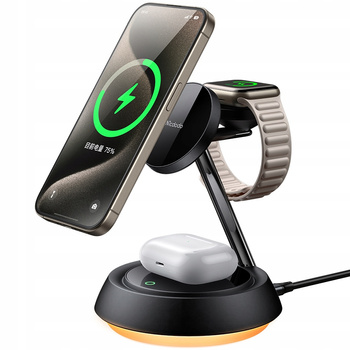 MCDODO £ADOWARKA INDUKCYJNA 15W 3W1 DO MAGSAFE IPHONE AIRPODS WATCH LAMPKA