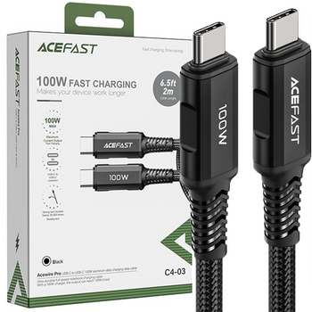 Acefast kabel USB Typ C - USB Typ C 2m, 100W (20V/5A) czarny (C4-03 Black)
