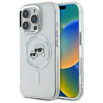 Karl Lagerfeld KLHMP16LHLSKCH iPhone Pro 6.3" biały/white hardcase IML Metal Karl&Choupette Head MagSafe