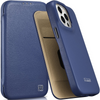 iCarer CE Premium Leather Folio Case skórzane etui iPhone 14 Pro Max z klapką magnetyczne MagSafe niebieski (WMI14220716-BU)