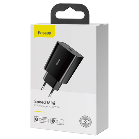 BASEUS ŁADOWARKA SIECIOWA USB-C DO IPHONE IPAD PD 20W 3A SZYBKIE ŁADOWANIE