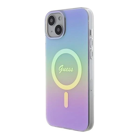 Etui Guess IML Iridescent MagSafe do iPhone 15 Plus - fioletowe