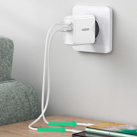 UGREEN ŁADOWARKA USB TYP C USB A DO IPHONE IPAD SAMSUNG 36W QUICK CHARGE PD