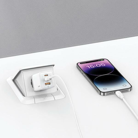 USAMS ADAPTER SIECIOWY 2XUSB-C 65W DO MAGSAFE PD3.0 QC3.0 SZYBKIE ŁADOWANIE