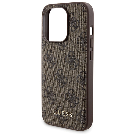 Zestaw Guess GUBPM5P15X4GEMGW iPhone15 Pro Max 6.7 hardcase + Powerbank 5000mAh MagSafe brązowy/brown 4G Metal Logo