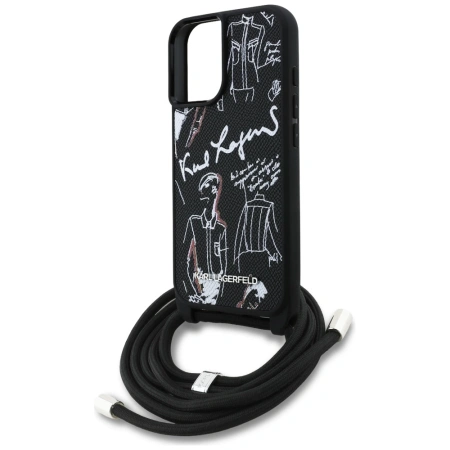 KARL LAGERFELD ETUI CROSSBODY GRAINED PATTERN LOGO DO IPHONE 16 LUKSUSOWA