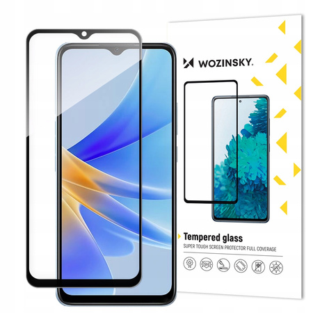 WOZINSKY FULL GLUE SZKŁO HARTOWANE DO OPPO A17 9H Z OCHRONĄ ROGÓW I RAMKĄ