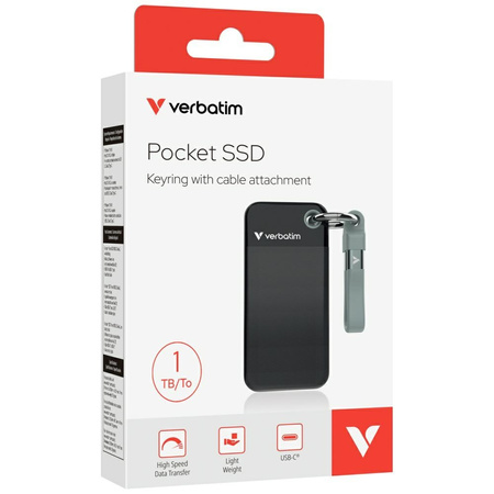 Dysk Zewnętrzny Verbatim Pocket SSD 1TB  - brelok do kluczy z kablem USB-C 3.2 gen.2 czarno-szary/black-grey 32190