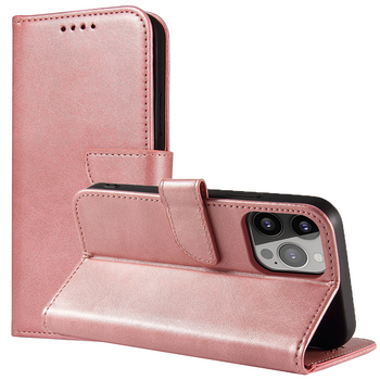 Etui z klapką i portfelem Magnet Case do iPhone 15 - różowe