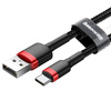 Baseus Cafule Cable wytrzymały nylonowy kabel przewód USB / USB-C QC3.0 2A 2M czarno-czerwony (CATKLF-C91)