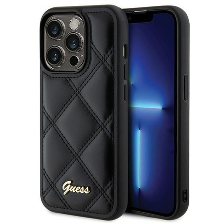 Etui Guess Quilted Metal Logo na iPhone 15 Pro - czarne