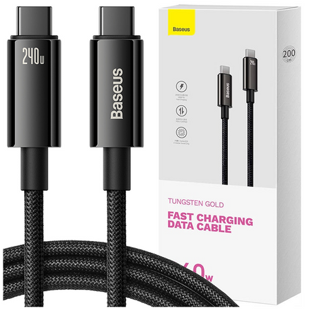 Kabel USB C - USB C 480Mb/s 240W 2m Baseus Tungsten Gold CAWJ040101 - czarny