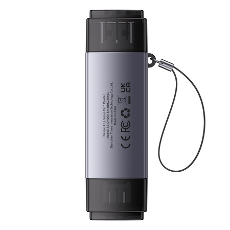 Baseus Lite Series adapter czytnik kart SD/TF USB Typ A/USB Typ C szary (WKQX060113)