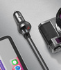 Baseus ładowarka samochodowa 2x USB 4,8A 24W z LCD + kabel 3w1 USB - USB Typ C / micro USB / Lightning 1,2m czarny (TZCCBX-0G)
