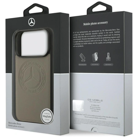 MERCEDES ETUI LEATHER VINTAGE LOGO MAGSAFE DO IPHONE 17 PRO LUKSUSOWE
