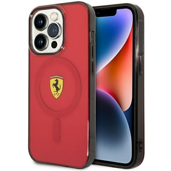 Etui Ferrari FEHMP14LURKR na iPhone 14 Pro - czerwone Translucent Magsafe