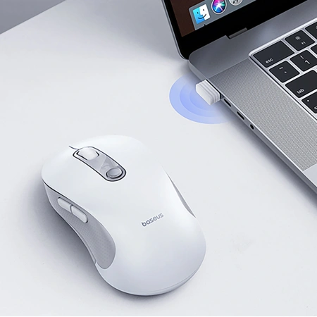 Mysz bezprzewodowa Baseus F02 ergonomiczna USB 2.4GHz - biała