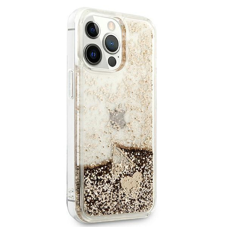Guess GUOHCP13XGLHFLGO iPhone 13 Pro Max 6,7" gold/złoty hardcase Glitter Charms