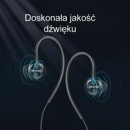 AWEI SŁUCHAWKI L3 3,5MM JACK DO TELEFONÓW LAPTOPÓW Z DŁUGIM KABLEM 1,5M