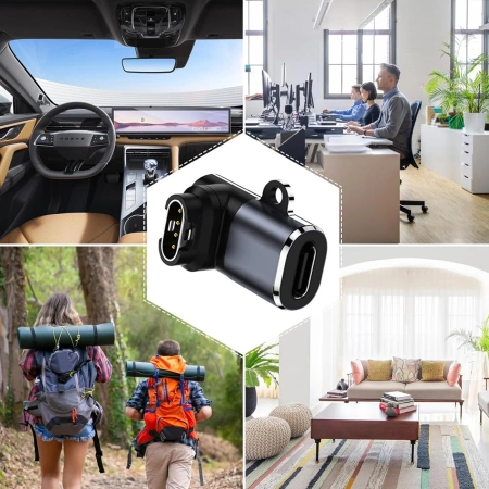 WOZINSKY PRZEJŚCIÓWKA USB-C DO SMARTWATCH GARMIN SZARY, WYSOKA
