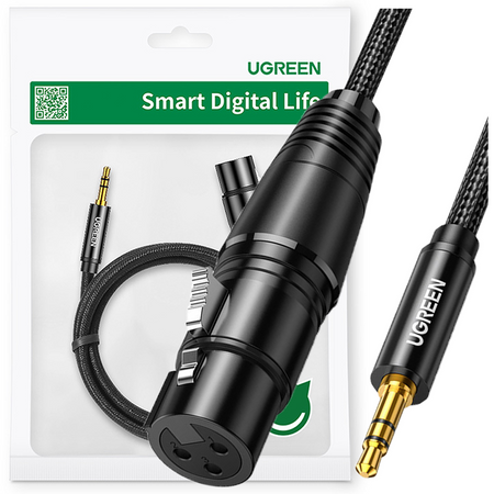 Ugreen kabel audio 3.5mm mini jack (męski) - XLR (żeński) 1m czarny (AV182)