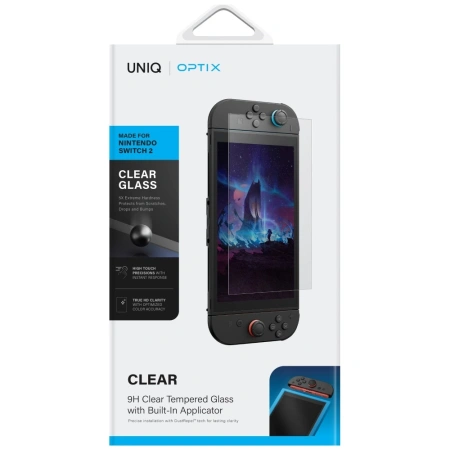 UNIQ SZKŁO HARTOWANE OPTIX CLEAR DO NINTENDO SWITCH 2 Z OCHRONA WYSOKA