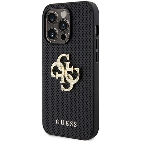 Etui Guess Leather Perforated 4G Glitter Logo na iPhone 15 Pro Max - czarne