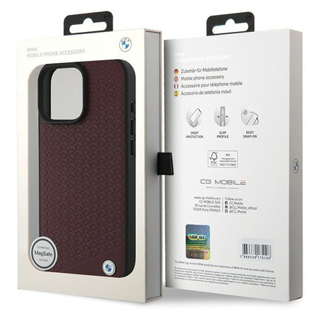BMW BMHMP16X23RDDR iPhone 16 Pro Max6.9 czerwony/red hardcase Sign Leather Diamond Metal Logo MagSafe