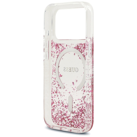 Etui Guess Resin Bottom Glitter MagSafe  do iPhone 17 Pro różowy