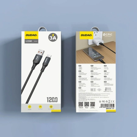 DUDAO KABEL USB-A MICRO USB 3A 1,2M Z OPLOTEM DO TABLETÓW SZYBKIE ŁADOWANIE