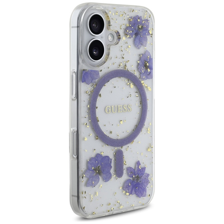 GUESS ETUI POKROWIEC MAGNETYCZNY DO MAGSAFE IPHONE 16 RESIN FLOWERS GLITTER
