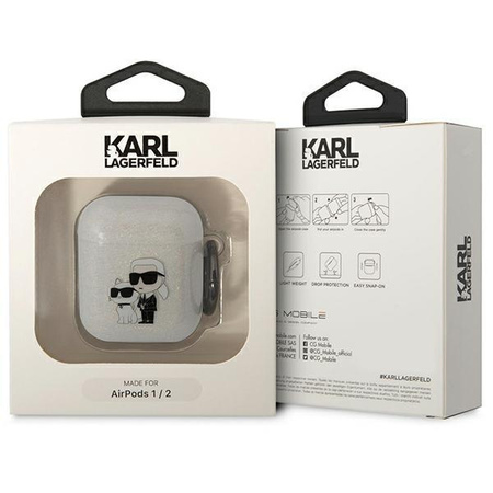 Etui Karl Lagerfeld KLA2HNKCTGT na AirPods 1/2 - przezroczyste Glitter Karl&Choupette
