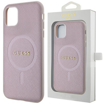 Etui Guess GUHMN61PSAHMCP na iPhone 11 / Xr - różowe Saffiano MagSafe