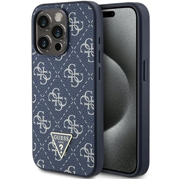 Etui Guess 4G Triangle Metal Logo na iPhone 15 Pro - niebieskie