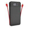 Dudao 2x USB powerbank 10000mAh 2A wbudowany kabel 3w1 Lightning / USB Typ C / micro USB 3A czarny (K1A black)