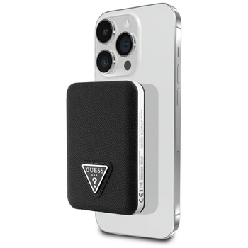 Powerbank indukcyjny Guess Grained       Triangle 5000mAh 15W USB-C MagSafe czarny