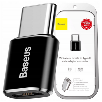 BASEUS ADAPTER PRZEJŚCIÓWKA MICRO USB DO USB TYPE C TELEFON TABLET CZARNY