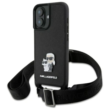 KARL LAGERFELD POKROWIEC DO IPHONE 16 6.1 KLHCP16SSAKCPBK Z PINEM METALOWYM