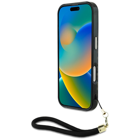 GUESS ETUI CASE POKROWIEC LEOPARD TRIANGLE CORD STRAP DO IPHONE 16