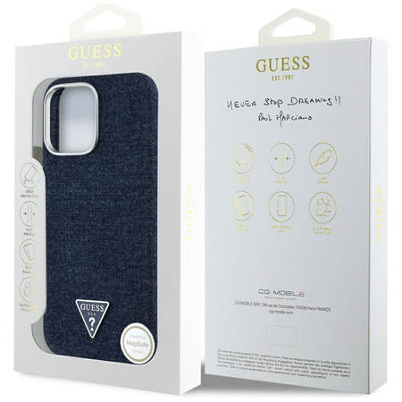 GUESS ETUI POKROWIEC MAGNETYCZNY DO MAGSAFE IPHONE 16 PRO MAX DENIM LOGO